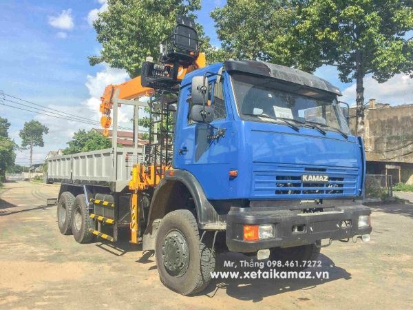 Xe tải cẩu Kamaz 53228 (6x6), gắn cẩu Dinex 7 tấn| Xe KAMAZ 3 cầu gắn cẩu 7 tấn
